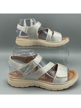NEW Good Choice Women’s Judy Comfort Flat Sandals Silver Size 8